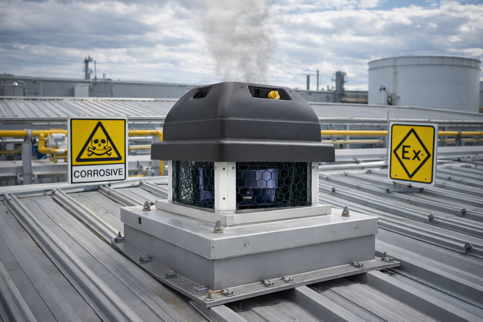 Horizontal Discharge Roof Fans for Explosive and Lightly Corrosive Environments