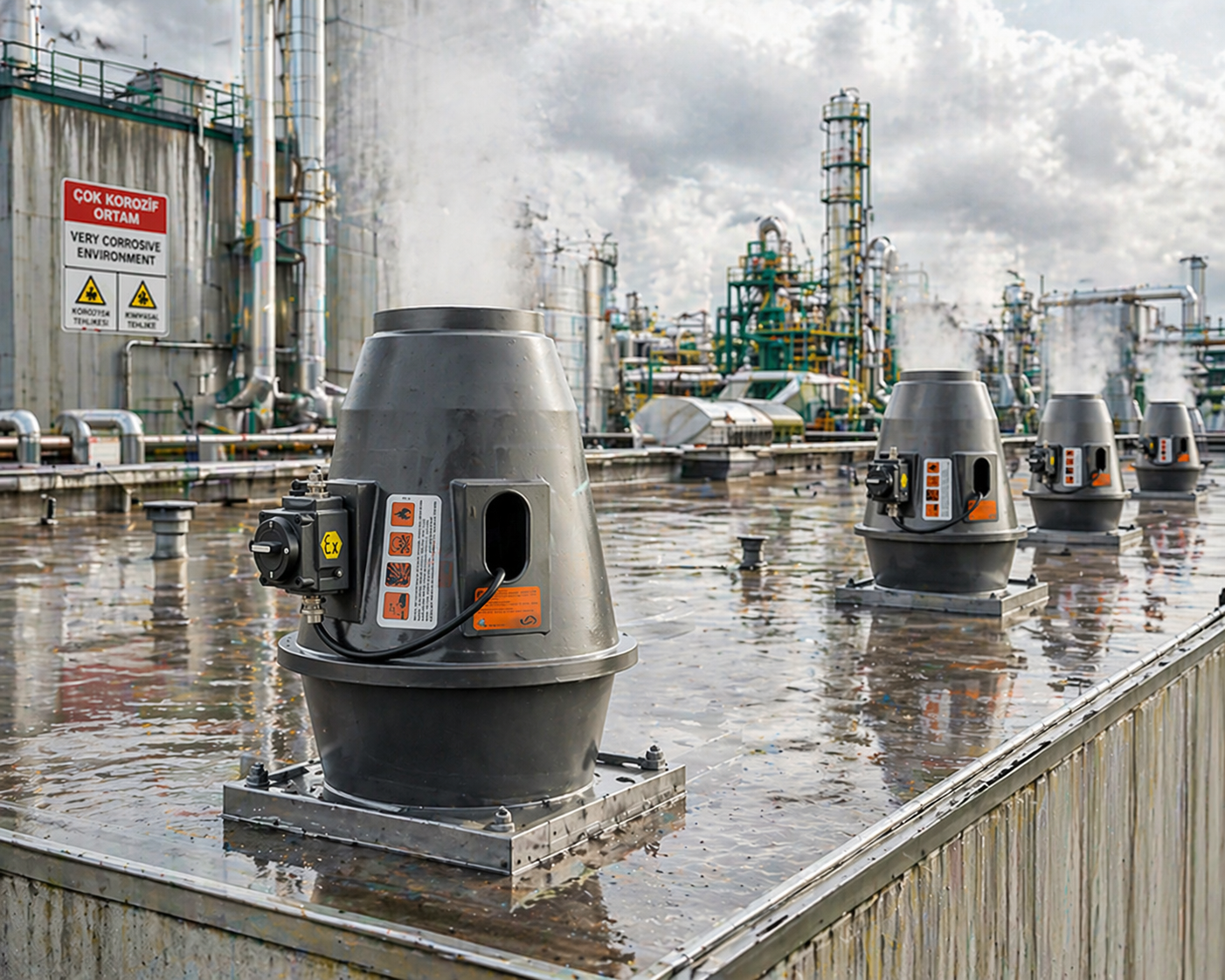 Vertical Discharge  Roof Fans for Explosive and  Corrosive Environments
